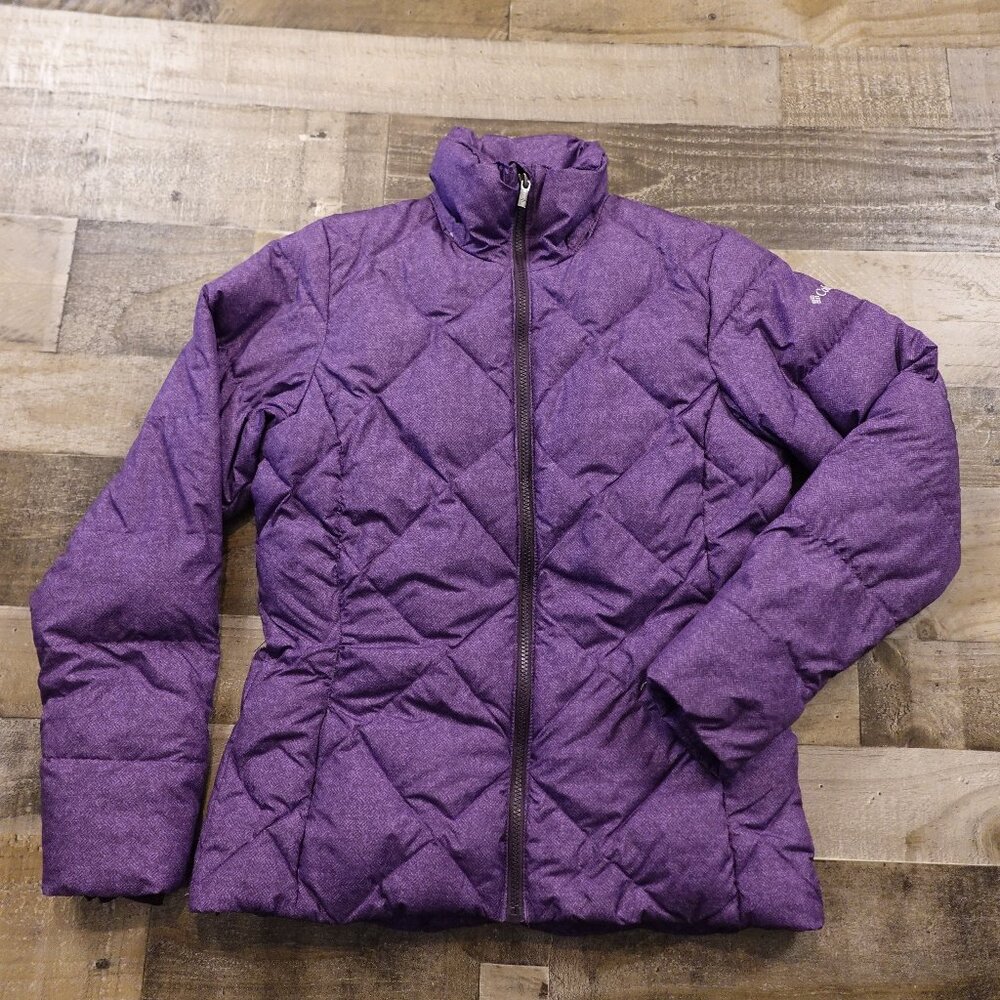 Columbia Down Puffer Jacket Women’s Small Purple Quilted Winter Coat
